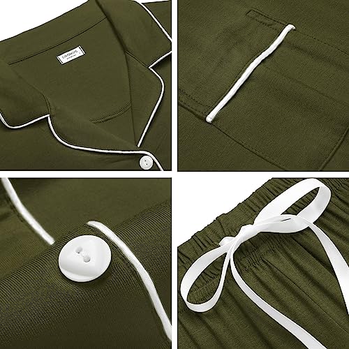 Image of SWOMOG Womens Button Down Pajamas Set Short Sleeve Sleepwear Bride Soft Pj Lounge Sets XS-3XL
