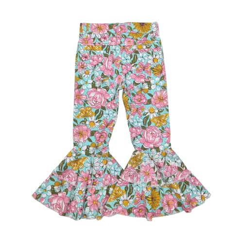Todder Western Butterfly Flowers Girl Jeans Ruffle Bell Bottom2