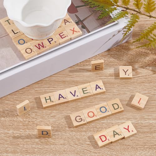 OLYCRAFT 300PCS Azulejos de Letras de Madera Coloridas miniatura 5