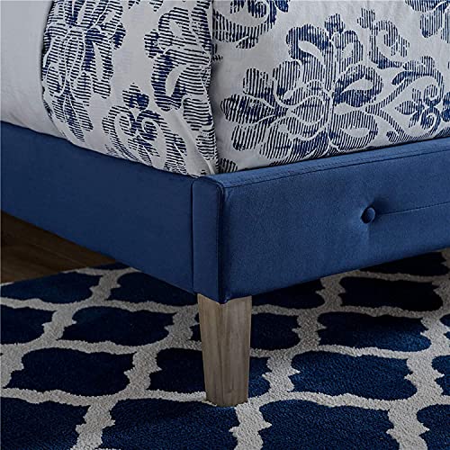 Image of Decoro Seattle Modern Tufted Upholstered Platform Bed | Headboard and Wood Frame with Wood Slat Support, King, Antonio Sapphire