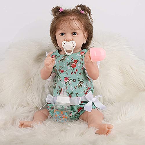 MWKL Reborn Baby 58cm Nette Reborn Puppe Vollsilikon Körper Wiedergeburt Puppe 22 Zoll Lebensechte Realistische… – Bild 5
