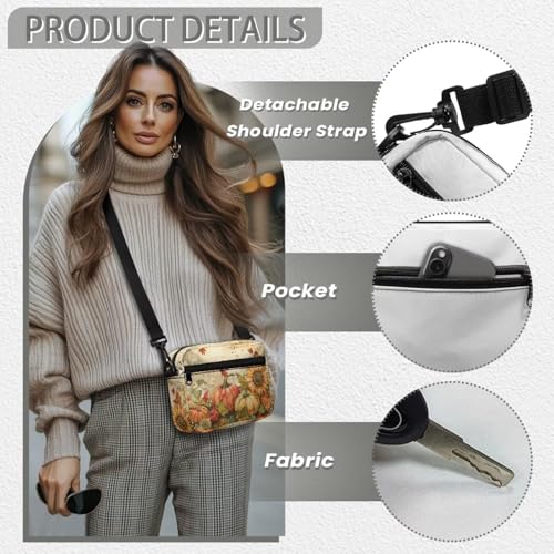 Small Shoulder Cross Body Bag for Women, Halloween Christmas Camera Shoulder Handbag Purse Zipper Phone Pocket4