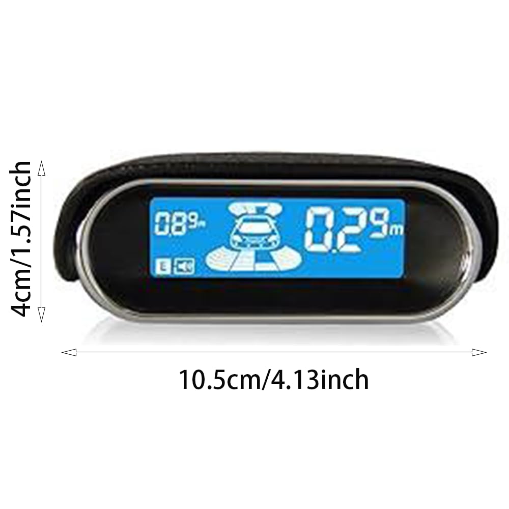 Riloer Cámara de marcha atrás, Kit Aparcamiento con Cámara, Monitor Cámara Trasera, Cámara de visión trasera sin retraso con 8 sondas, impermeable, pantalla LCD de 4.13 x 1.57 pulgadas para caravanas