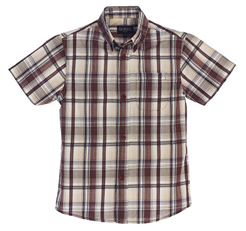 Image of Gioberti Boys Casual Plaid Checked Short Sleeve Button Down Shirt