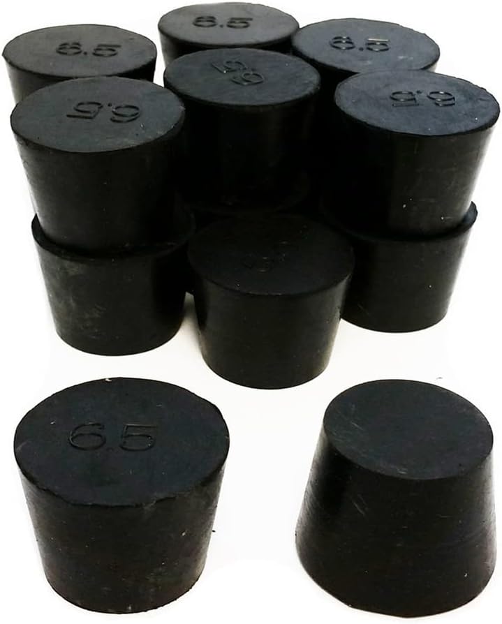 RS-6.5 Rubber Stoppers, Size 6.5, Solid (1-Pound Pack),Black