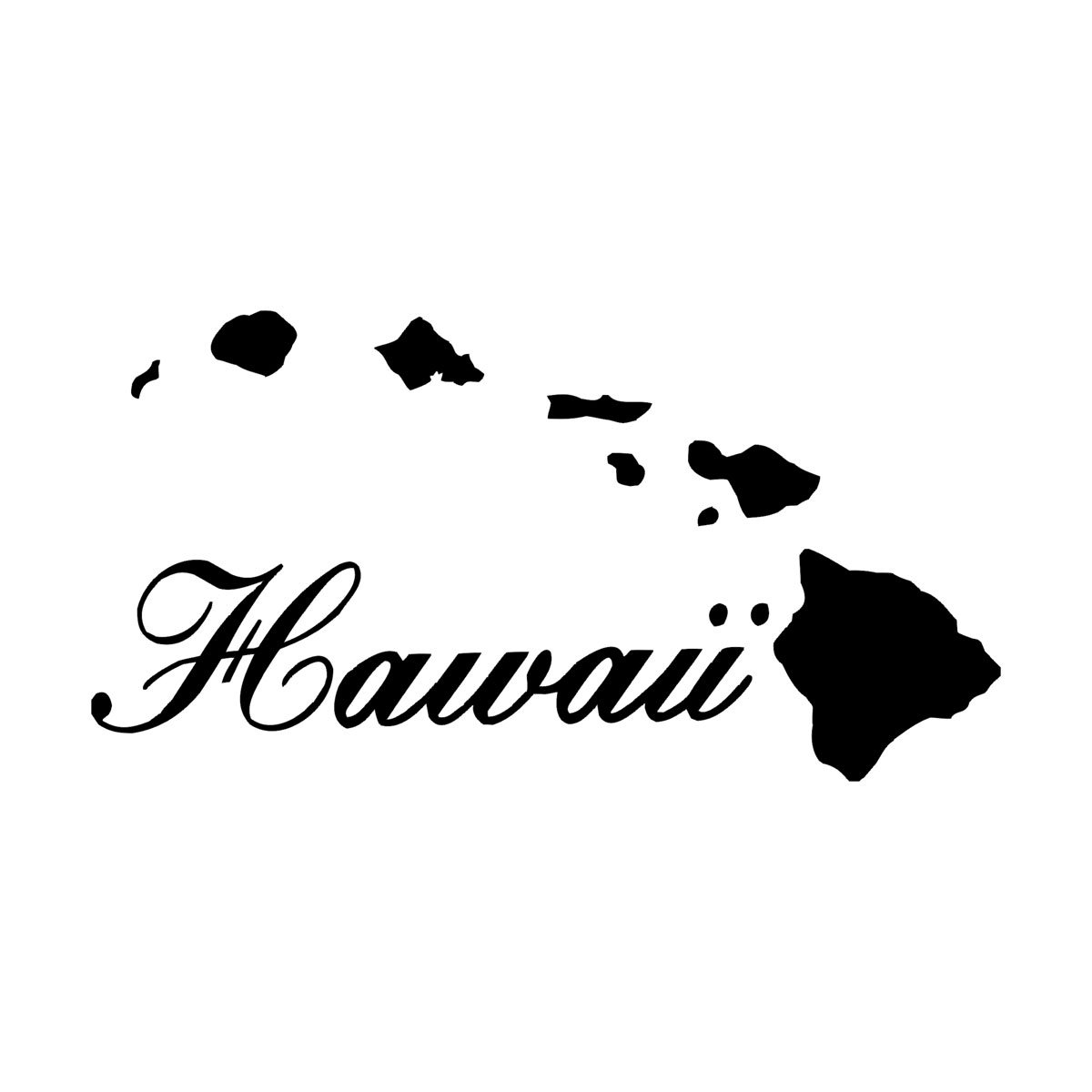 Wild Dingos LLC Hawaiian Islands with Hawaii State Map Symbol Vinyl Decal Sticker Black