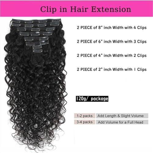 Extensiones de cabello de onda profunda con clips de cabello humano ondulado rizado de 4.23 oz 3