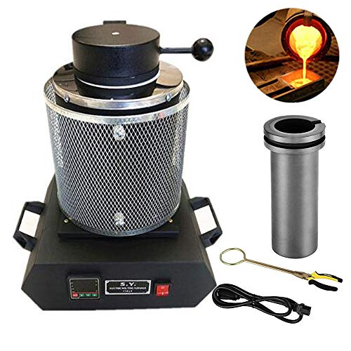 LHRGYY Gold Melting Furnace,with Graphite Crucible,1600W Automatic Melting Furnace Kiln Casting Refining for Melt Scrap, Silver, Gold, Copper, Aluminum Refining Casting Furnace,3KG