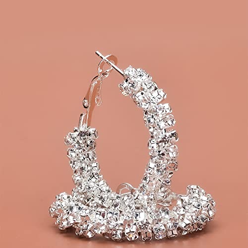 Shiny Small Hoop Earrings for Women Girls Boho Rhinestone Wrapped Hoops Dangle Huggie Earring Lightweight Comfortable Sparkle Wedding Christmas Birthday Jewelry Gifts 30mm4