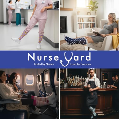 Image of Nurse Yard Compression Socks for Nurses - Women & Men - 20-30mmHg Graduated Compression, For Medical Staff, Athletes - 1 Pair