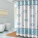 KnSam Duschvorhang 180x200, in Badezimmer Vorhang für Badewanne und Dusche, Fisch Textile Vorhänge Polyester Wasserdicht und Anti-schimmel, Duschvorhänge Waschbar, mit 12 Duschvorhangringe Weiß Blau