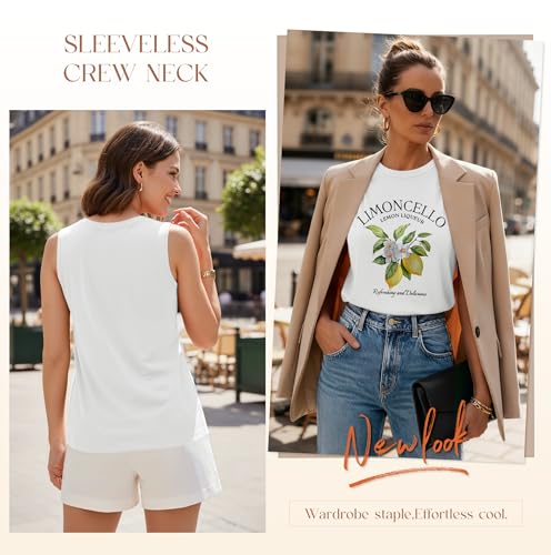 LUXVEER Sleeveless Graphic Tees for Women 2026 Summer Tank Tops Dressy Casual BlousesLoose Fit Crewneck Trendy Vacation Outfits Work Dressy Shirts by LUXVEER - Used condition - US$12.63