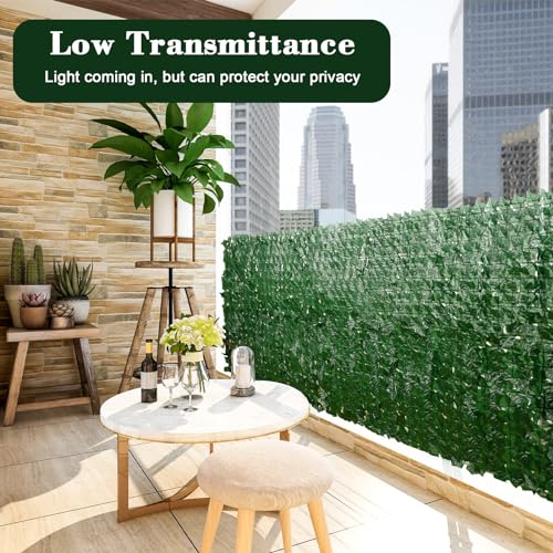 Aboofx Artificial Ivy Privacy Fence Screen, 39 x 118 Inches Dense Ivy Vines Privacy Screen Panels Decoration for Balcony, Patio, Garden, UV-Anti Faux Fence Outdoor Green Privacy Panels