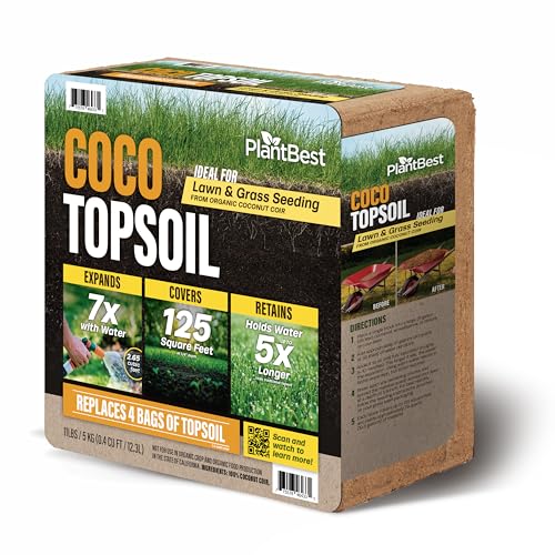 PlantBest Coco Topsoil Compressed Block for Grass Seeding – Lightweight