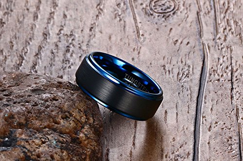 Bible Verse Religious Cross Tungsten Carbide Ring Step Edge Design Frosted Personalized Cross Wedding Band for Men & Women, 8MM/Size 7-124