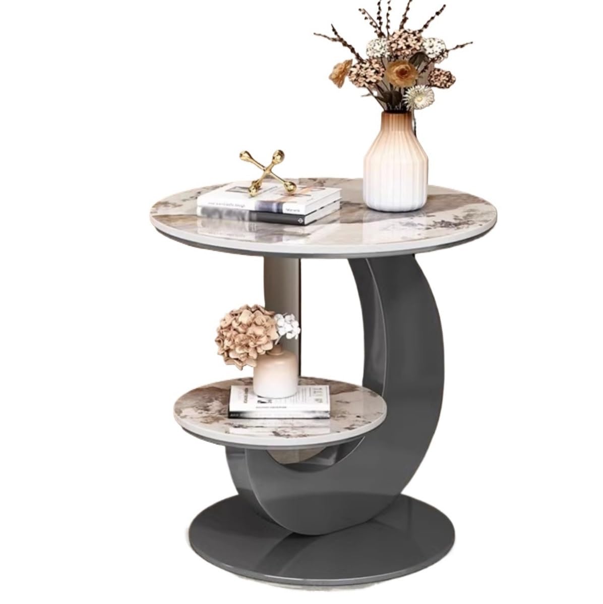 Table d'appoint en marbre huanglyc-232 grise à double couche