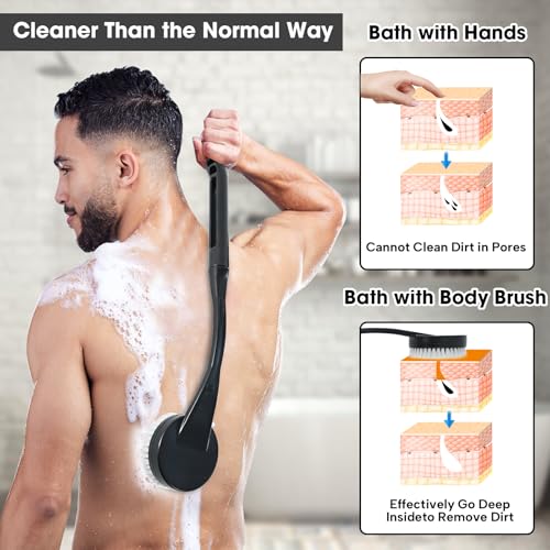 Brosse à dos pour douche de 52 cm avec long manche ergonomique - 4