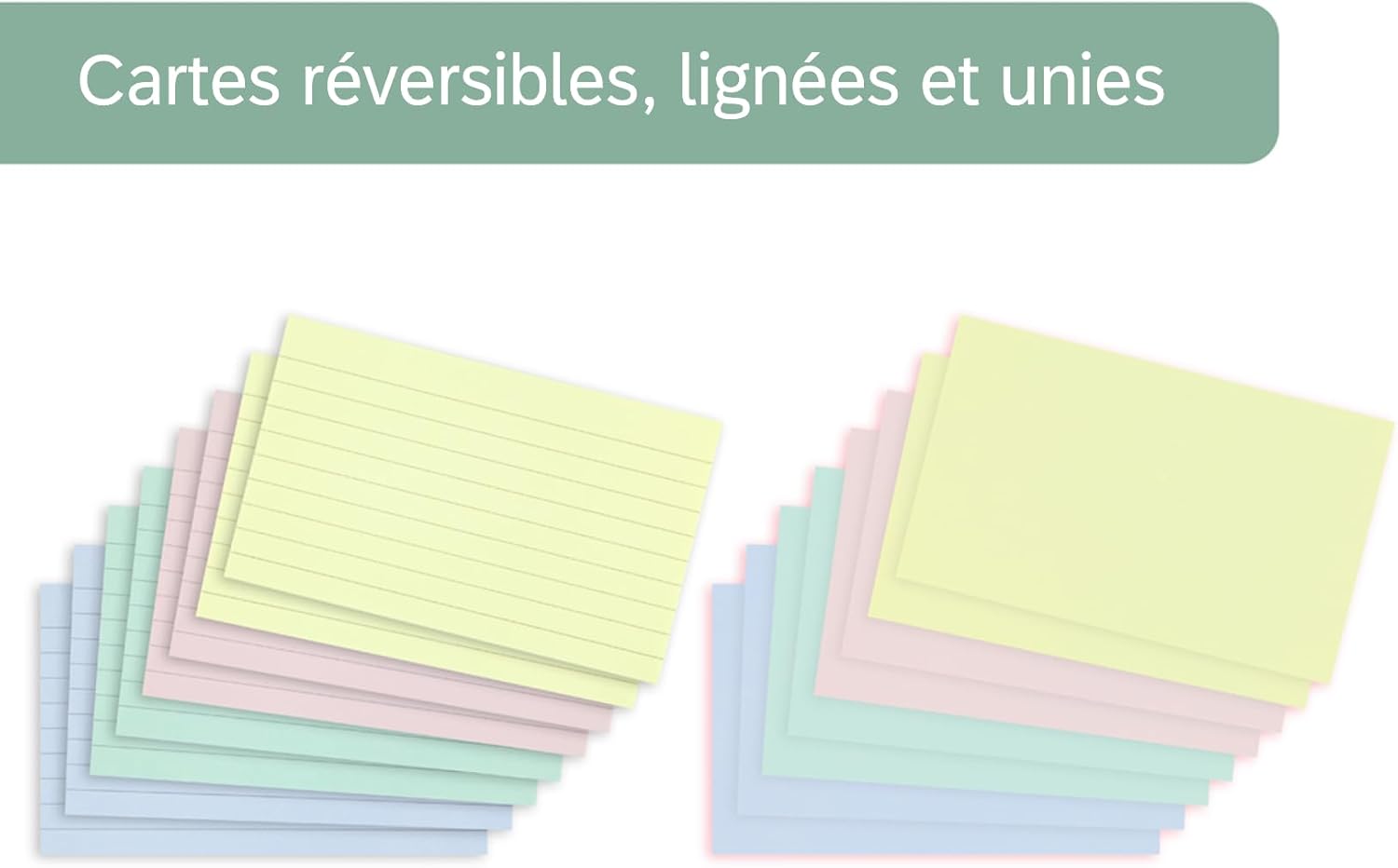 SUMMIT Flash Cards, Lined Revision Cards, Pastel Assorted, 7.5 x 12.5cm, 400 Pack