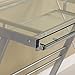 Walker Edison Metal and Glass Work From Home Laptop Computer Gaming Desk with Slide In Keyboard Tray Home Office, 31 Inch, Silver
