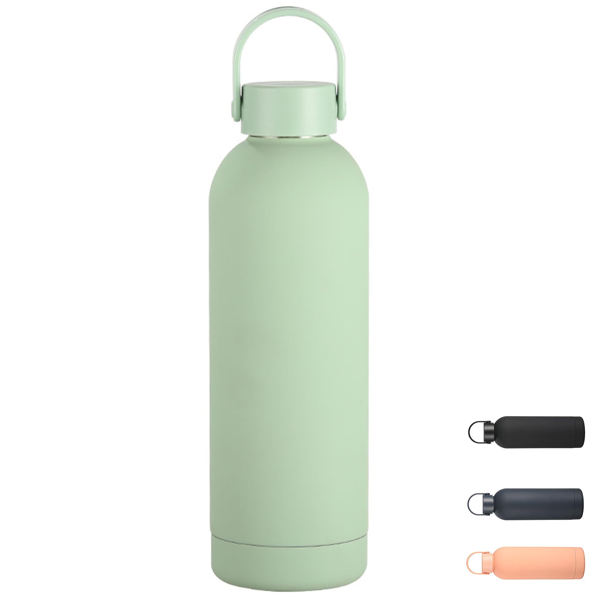SiHuiTu 500ml Insulated Water Bottle, Small Metal Water Bottle for Handbag with Handle, Double Wall Vacuum Insulated Bottle Keeps 24H Cold/12H Hot, BPA Free Drinks Bottle (Avocado Green)