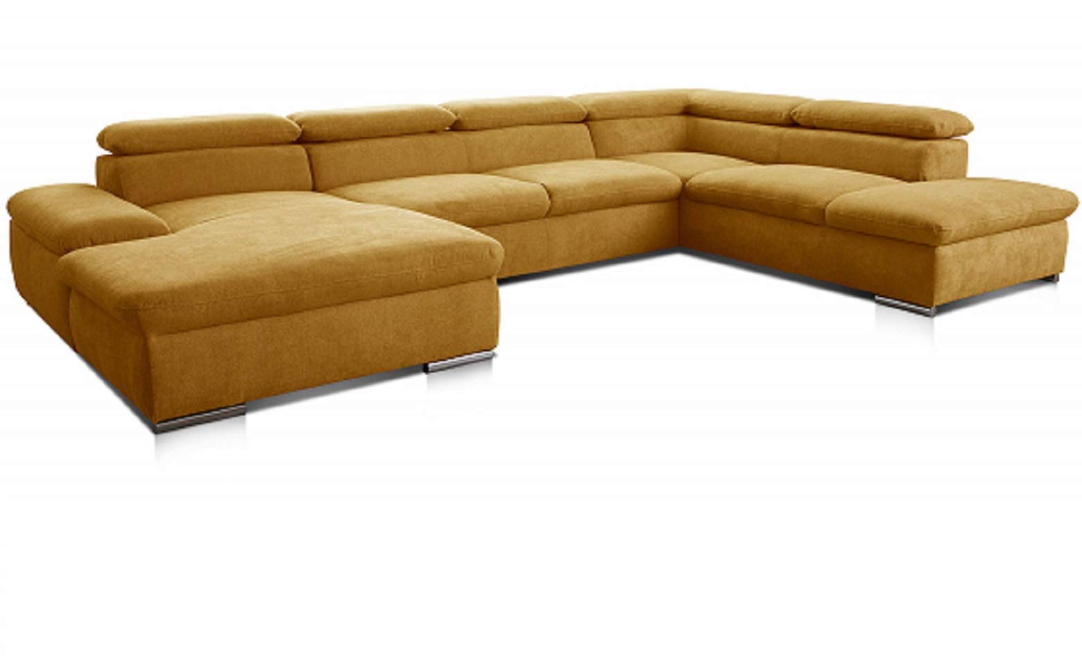 CAVADORE 5900984024755 Alkatraz-Sofá de Esquina, Tejido (90% poliéster, 10% PA), Amarillo, ohne Bett