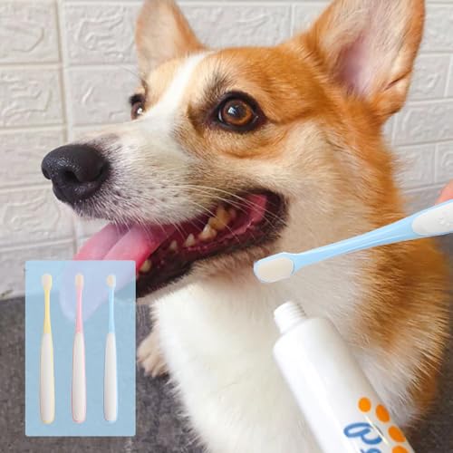 Image of Pet Toothbrush Set for Small Dogs and Cats, 4 Pack Micro Head with Soft Bristles