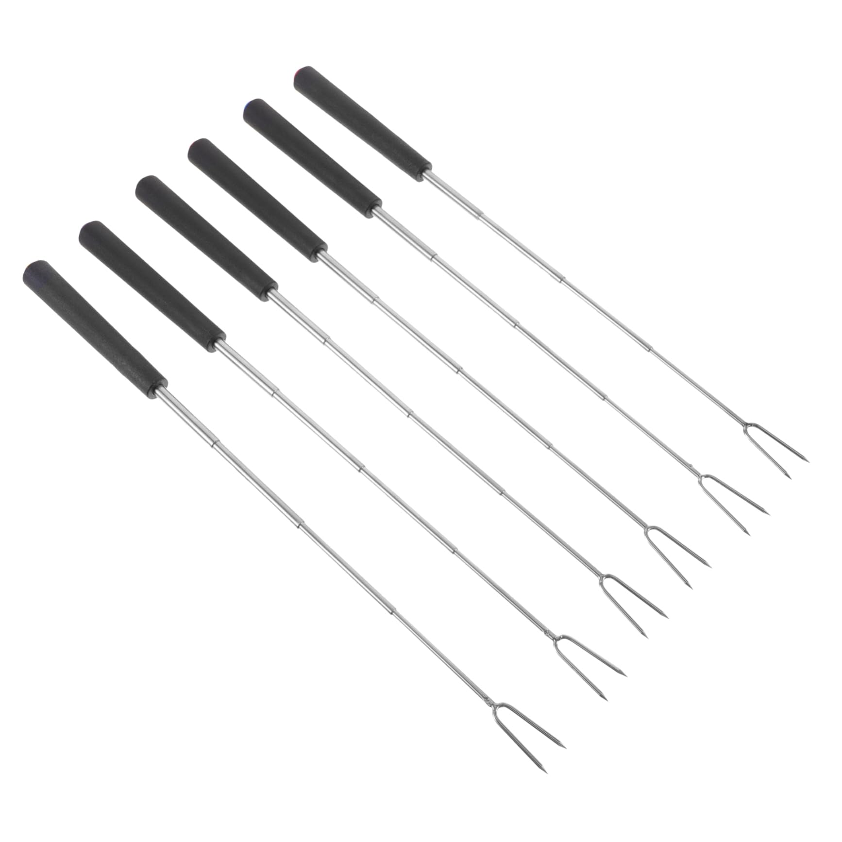 BESTonZON 6Pcs Barbecue Forks Durable Roasting Sticks for Camping Outdoor Grilling for Sausages Hot Dogs Bacon and Vegetables Bbq Utensils