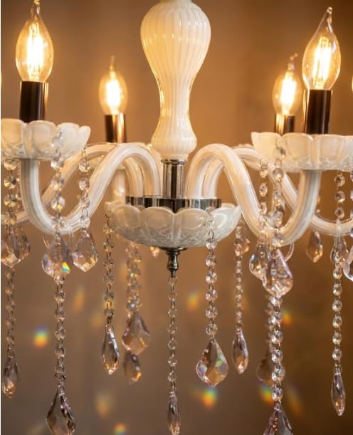 Image of Chandelier Modern K9 Crystal Chandelier Lighting, Clear Crystal Ceiling Light Fixture Pendant Lamp (Bulb Included) White Colour and Crystal Clear