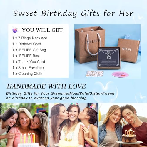 Image of IEFLIFE Birthday Gifts for Women, Sterling Silver Chain Birthday Necklaces, 40th 50th 60th 70th 80th 90th Birthday Necklace, 40 50 60 70 80 90 Years Old Birthday Gifts, 4 5 6 7 8 9 Decade Birthday Jewelry for Women