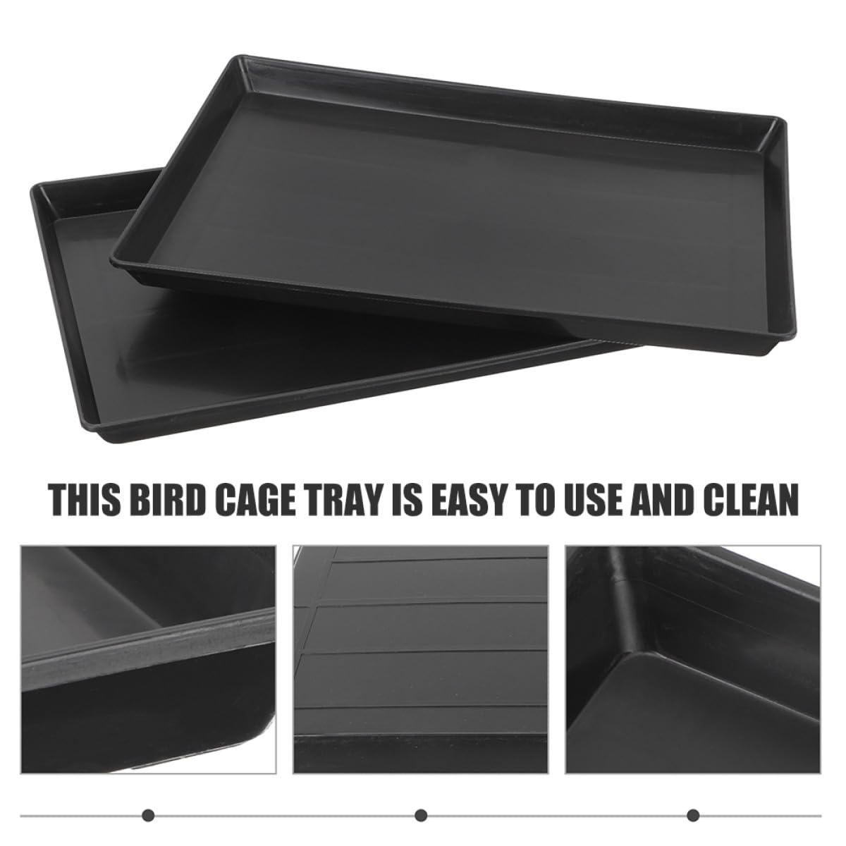Kisangel Bandejas Negro para Jaula de 2piezas de Plástico Impermeables y Multifuncionales para Conejos y Aves en Jaulas o Recintos