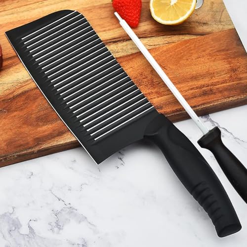 Image of Machado Forging Serbian Chef Knife Set - 12 inch Full Tang High Carbon Clad Steel Butcher Cleaver with Knife Sharpener - Perfect for Vegetables, Fish, Meat - Ideal for Kitchen, Hotel, Restaurant