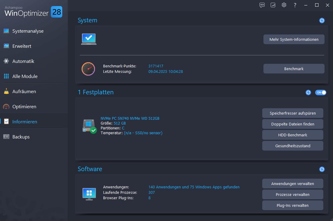 WinOptimizer 28 - 3 USER Lizenz - Tuning für Windows 11 10 - unbegrenzte Laufzeit - Sicher, Sauber, Schnell