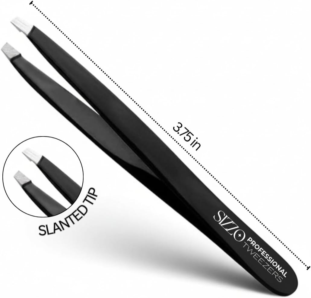 Professional Eyebrow Tweezers Facial Hair Hair Removal Stainless Steel Tweezers for Ingrown Facial Hair | BLACK
