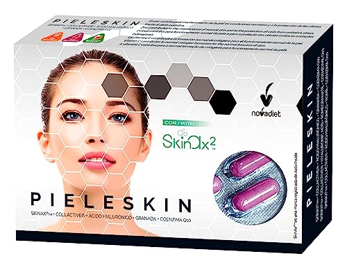 Novadiet - PIELESKIN Capsulas con SkinAx²™, Collactive, Ácido Hialurónico, Granada y Coenzima Q10 - Ayuda Reducir las Arrugas, las Manchas y las Imperfecciones de la Piel - 30 Cápsulas
