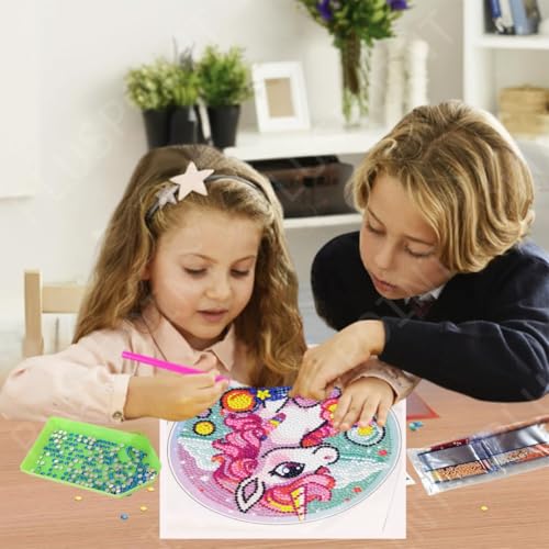 Image of PLUSPOINT 5D Diamond Gem Kits for Kids with Frame Diamond Art and Craft for Kids Ages 6 8 10 12 Gem Art Painting Kit Unicorn Crafts Unicorn Diamond Painting Kits for Girls