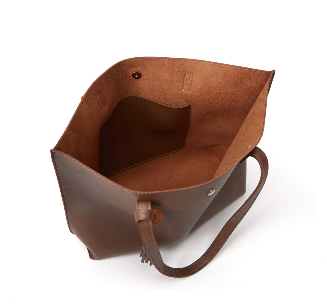 Dreubea Women's Soft Faux Leather Tote Shoulder Bag from, Big Capacity Tassel Handbag