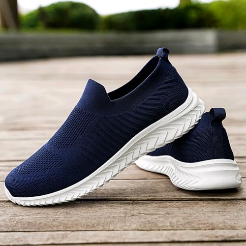 Image of Men's Breathable Knit Walking Tennis Gym Slip On Laceless Sneakers