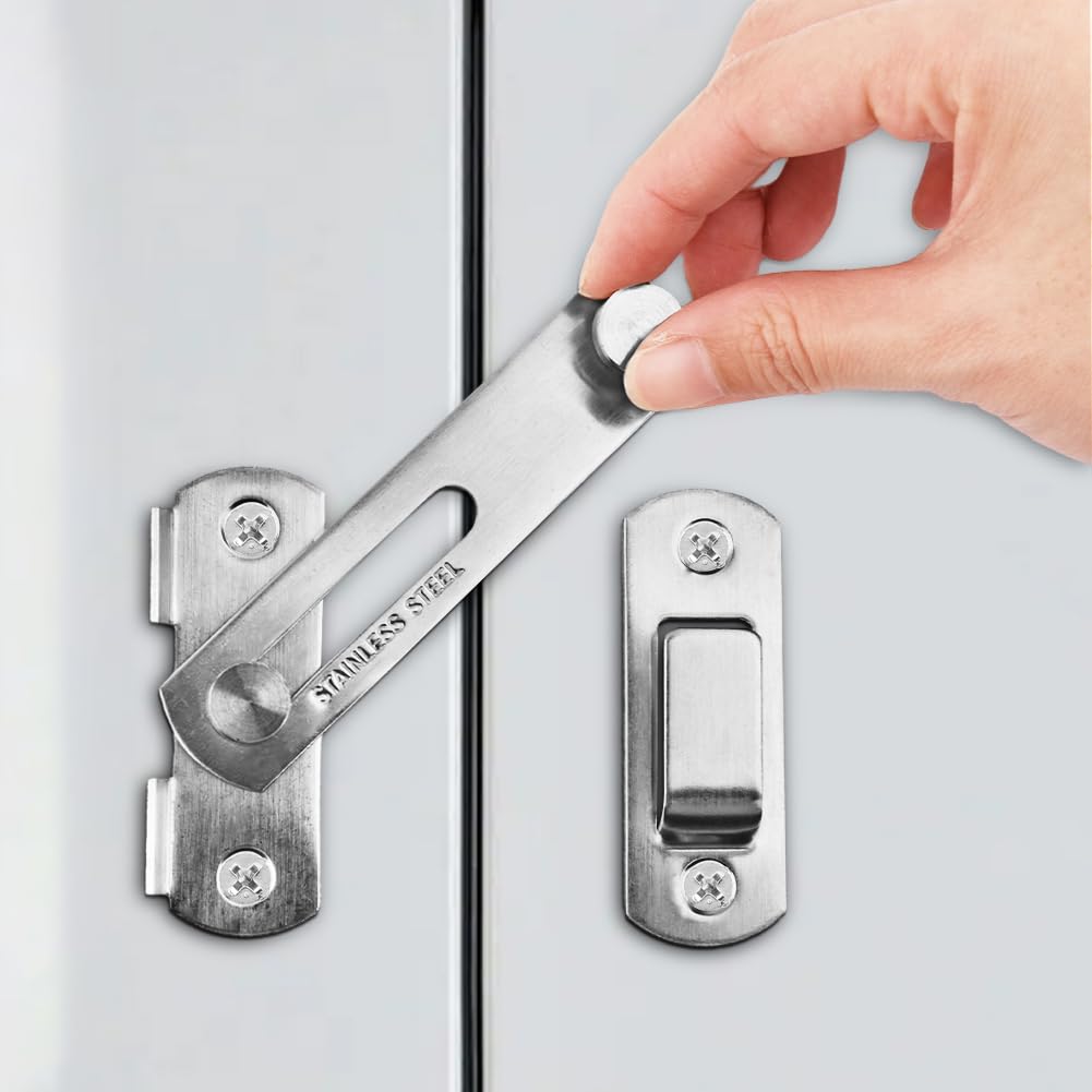 Flip Sliding Barn Door Lock, 180° 4 Inch Stainless Steel Angle Gate Latch, Slide Hardware Latch Buckle - Image 4