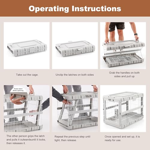 ZOMISIA Collapsible Dog Crate for Dogs - 28" L Heavy Duty Dog Kennel No Tools Required with 4 Sides Steel Foldable Cage for Dogs Indoor Furniture, Portable Carrier with 2 Smooth Wheels, Beige - Image 4