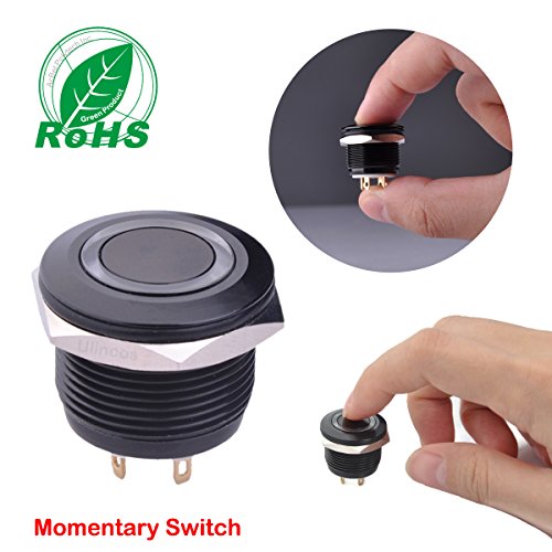 Ulincos® Momentary Pushbutton Switch U19D1 1No Spst Black Metal Shell With Green Led Ring Suitable For 19Mm 3/4" Mounting Hole Pack With A Resistor (Green) #TOP1