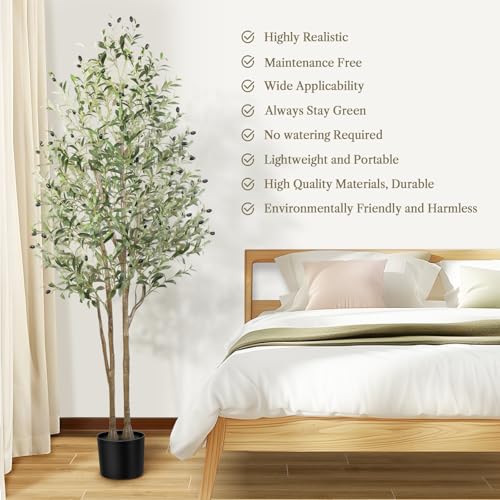 Alupssuc AL-6FT ARTIFICIAL OLIVE TREE Artificial Olive Tree 6Ft Tall Faux Silk Plant(72 Inch In), Indoor Fake Olive Tree thumb #3