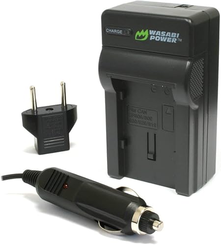 Wasabi Power BP-807, BP-808, BP-809, BP-819, BP-820, BP-827, BP-828 Cargador de batería para Canon FS21, FS22, FS31, FS40, FS200, FS300, FS400,