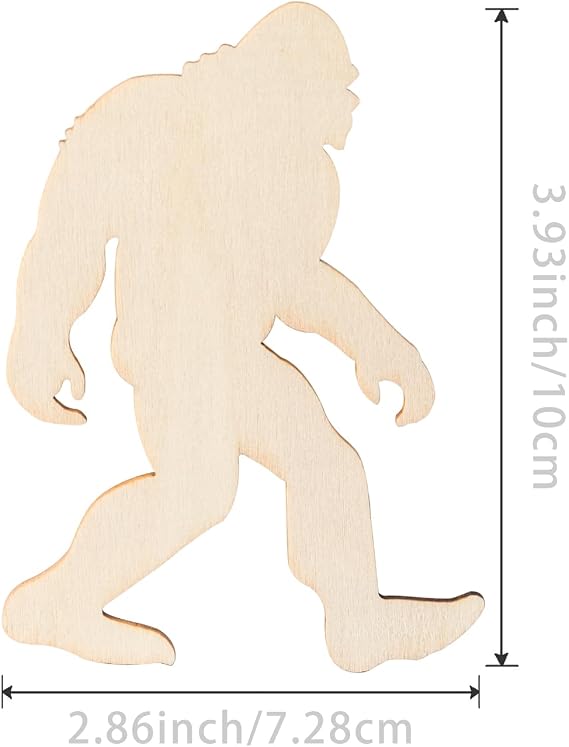 Bigfoot Sasquatch Shaped Wood Wall Art Unfinished Ornaments for Door Hanger Decor Halloween Christmas Wedding Birthday Party Thanksgiving Day Decoration 20Pcs.