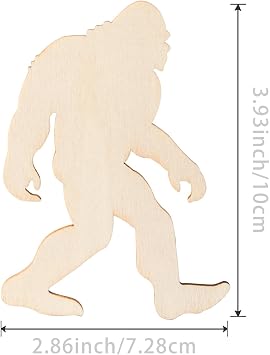 Bigfoot Sasquatch Shaped Wood Wall Art Unfinished Ornaments for Door Hanger Decor Halloween Christmas Wedding Birthday Party Thanksgiving Day Decoration 20Pcs.