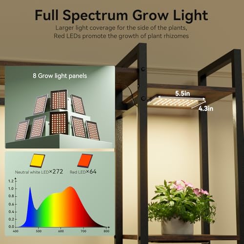 Image of Plant Stand Indoor with Grow Lights 11 Tiered Wood Indoor Plant Shelf 62 inch Tall Plant Stand Metal Frame for Indoor Plants Multiple Flower Pot Holder, Large Plant Rack for Living Room Patio Corner