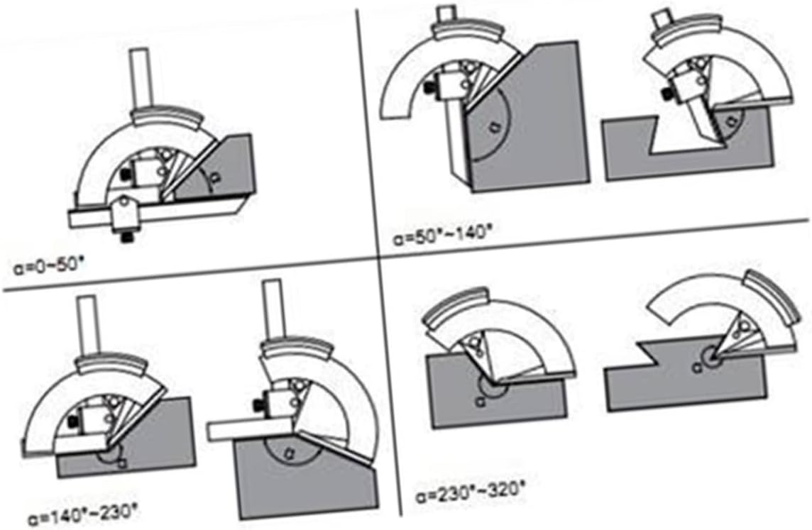 TEHAUX 320degree Protractor Precision Goniometer Tool for Woodworking Angle Measuring Ruler with Fine Portable Design Silver Finish