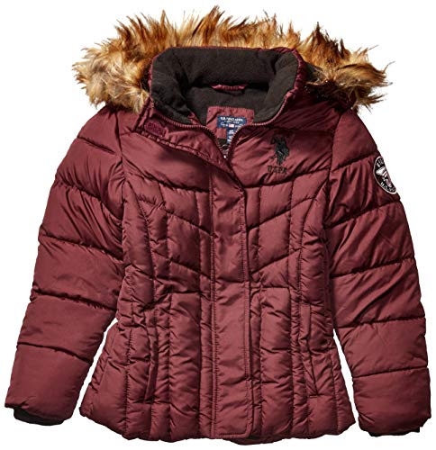 US Polo Association Girls' Big Outerwear Jacket (More Styles Available), Mid Length Merlot