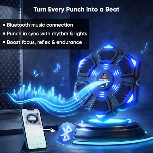 Image of NEWDRU Music Carbon Boxing Machine Wall Mounted, Smart Electric Music Boxing Machine for Adults & Kids, Interactive Wall Mounted Musical Boxing Machine with Free Trainer Gloves