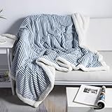 DISSA Sherpa Blanket Fleece Throw – 51x63, Blue & White – Soft, Plush, Fluffy, Fuzzy, Warm, Cozy, Thick – Perfect for Couch, Bed, Sofa, Chair - Reversible Throw Blanket