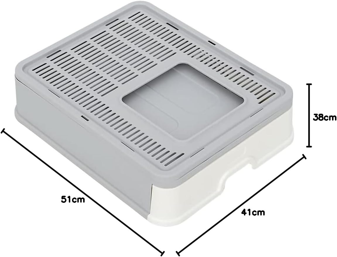 XXL Foldable Cat Litter Box with Lid and Pet Litter Shovel - Large Cat Tray, Grey